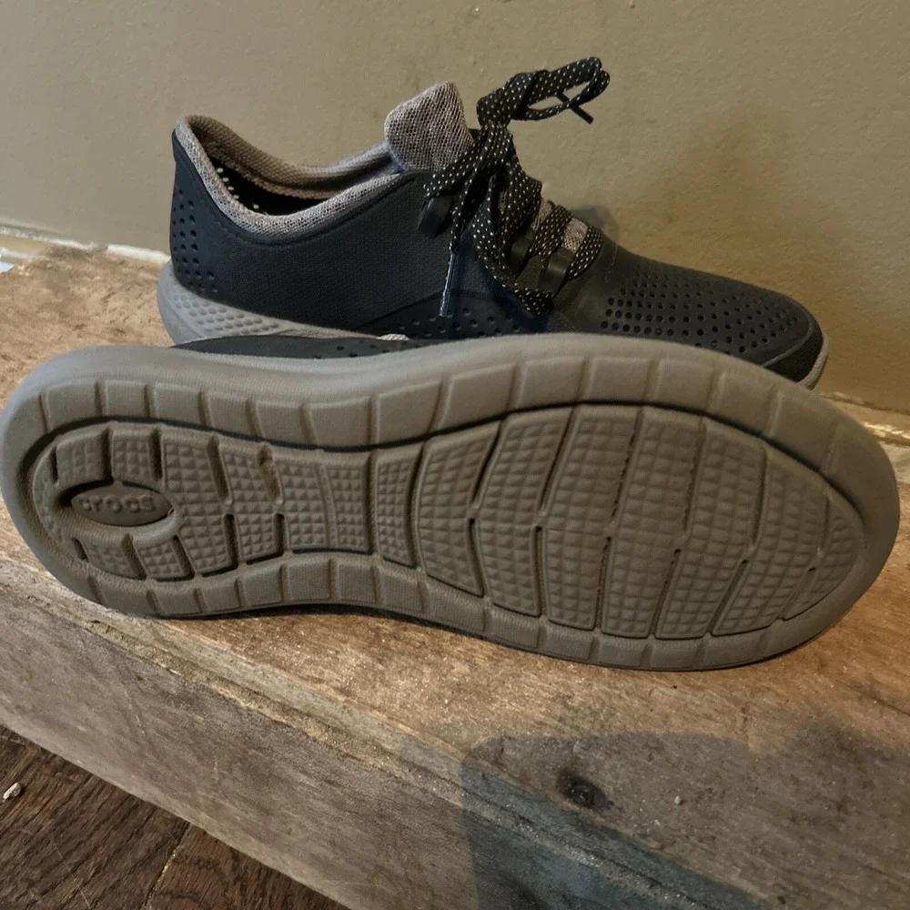 Crocs LiteRide Pacer Comfort Lace‎ Up Shoes Grey Womens Size M5 Casual